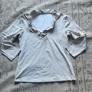 J. McLaughlin beige and white Geometric Shirt